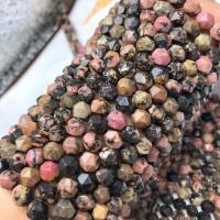 Holzmaserung Stein Perlen, Grain Stein, rund, Star Cut Faceted & DIY, gemischte Farben, 8mm, Länge:ca. 38 cm, verkauft von Strang
