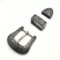 Zinc Alloy Belt Buckle, plated, three pieces & DIY & blacken 25mm 