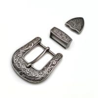 Zinc Alloy Belt Buckle, antique silver color plated, three pieces & DIY & blacken   