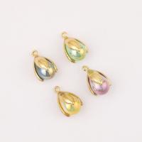 Glass Brass Pendants, with Glass Pearl, gold color plated, DIY 