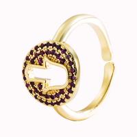 Cubic Zirconia Micro Pave Brass Finger Ring, gold color plated, Adjustable & micro pave cubic zirconia & for woman, gold, 20mm 
