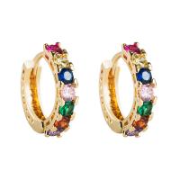 Evil Eye Earrings, Brass, gold color plated, micro pave cubic zirconia & for woman, multi-colored, 15mm 