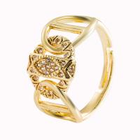 Cubic Zirconia Micro Pave Brass Finger Ring, gold color plated, Adjustable & for woman, gold, 20mm 