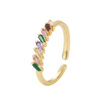 Cubic Zirconia Micro Pave Brass Finger Ring, gold color plated, Adjustable & micro pave cubic zirconia & for woman, multi-colored, 20mm 