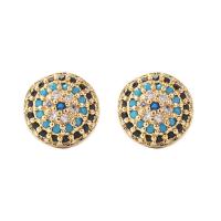Evil Eye Earrings, Brass, gold color plated & micro pave cubic zirconia & for woman, gold 