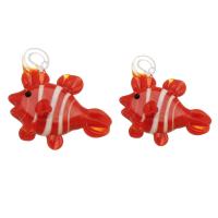 Tier Murano Anhänger, Lampwork, Fisch, DIY & verschiedene Größen vorhanden, rote Orange, Bohrung:ca. 3mm, 100PCs/Tasche, verkauft von Tasche