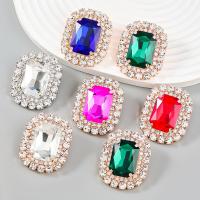 Zinc Alloy Rhinestone Stud Earring, gold color plated, fashion jewelry & for woman & with glass rhinestone & with rhinestone 