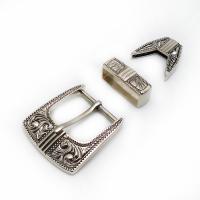 aleación de zinc Hebilla de correa, chapado en color de plata antigua, tres piezas & Bricolaje, 63x59mm,15x46mm,41x38mm, 3PCs/Set, Vendido por Set