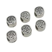 Zinc Alloy Large Hole Beads, Flat Round, antique silver color plated, DIY Approx 