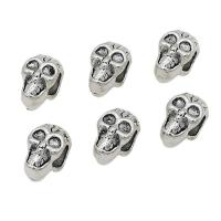 Zinc Alloy Large Hole Beads, Skull, antique silver color plated, DIY Approx 