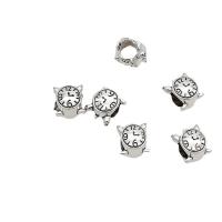 Zinc Alloy Large Hole Beads, Clock, antique silver color plated, DIY Approx 
