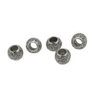Zinc Alloy Large Hole Beads, Round, antique silver color plated, DIY Approx 