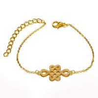 Cubic Zirconia Micro Pave Brass Bracelet, Chinese Knot, plated, micro pave cubic zirconia & for woman .84 Inch 