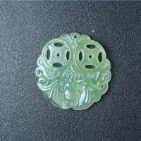 Jade de montaña nueva colgante, Tallado, Bricolaje, verde, 44x44x6mm, 2PCs/Bolsa, Vendido por Bolsa
