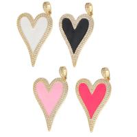 Cubic Zirconia Micro Pave Brass Pendant, Heart, gold color plated, DIY & micro pave cubic zirconia & enamel Approx 4.5mm 