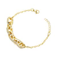 Cubic Zirconia Micro Pave Brass Bracelet, gold color plated & micro pave cubic zirconia & for woman, gold, 70mm 