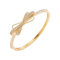 Cubic Zirconia Micro Pave Brass Bracelet, gold color plated & micro pave cubic zirconia & for woman, gold, 60mm 