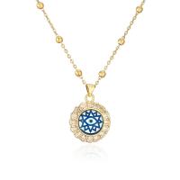 Evil Eye Jewelry Necklace, Brass, with Plastic, real gold plated, micro pave cubic zirconia & for woman Approx 19.68 Inch 