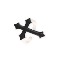 Zinklegierung Fingerring , Kreuz, Platinfarbe platiniert, Modeschmuck & unisex, schwarz, 1.7cm, verkauft von PC