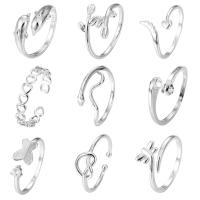 Латунь кольцо Установить, девять штук & ювелирные изделия моды & Женский, серебряный, 1.6-1.8cm, продается указан