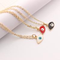 Evil Eye Jewelry Necklace, Zinc Alloy, with iron chain, gold color plated, cross chain & for woman & enamel Approx 18.5 Inch 
