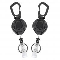 Fashion Carabiner Key Ring, ABS Plastic, Round, Unisex & retractable, black 