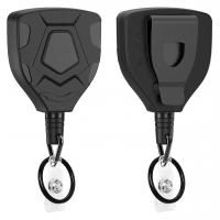 Fashion Carabiner Key Ring, ABS Plastic, with Tiger Tail Wire, Geometrical Pattern, portable & Unisex & retractable, black 