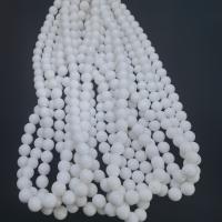 Mashan Jade Perle, rund, poliert, DIY & verschiedene Größen vorhanden, weiß, Länge:ca. 15.75 ZollInch, verkauft von Strang