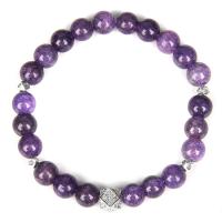 Dragon Veins Agate Bracelets, with Zinc Alloy, Round, silver color plated, Unisex .5 Inch 
