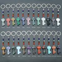 Gemstone Key Clasp, with Iron, silver color plated & Unisex 125mm 
