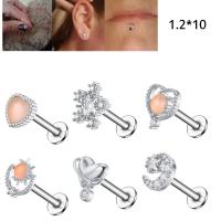 Bijoux de piercing d'oreille en acier inoxydable, acier inoxydable 316L, poli, Forme différente pour le choix & unisexe & pavé de micro zircon, plus de couleurs à choisir Vendu par PC
