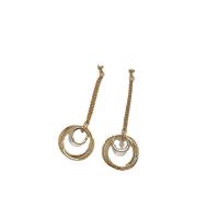Cubic Zircon Brass Earring, with Cubic Zirconia, Donut, gold color plated, fashion jewelry & for woman, golden 