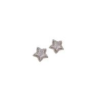 Cubic Zircon (CZ) Stud Earring, Brass, Star, silver color plated, fashion jewelry & micro pave cubic zirconia & for woman, silver color 