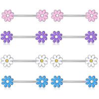 Stainless Steel Nipple Ring, 316L Stainless Steel, Flower, polished, for woman & enamel 