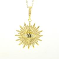 Evil Eye Jewelry Necklace, Brass, real gold plated, micro pave cubic zirconia & for woman Approx 18.5 Inch 