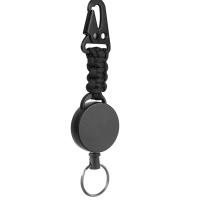 Zinc Alloy Key Clasp, with ABS Plastic, Round, Unisex & retractable, black 