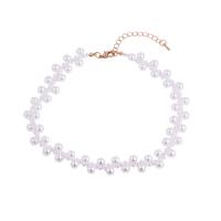 Plastik-Perlenkette, Kunststoff Perlen, für Frau, weiß, Länge:ca. 32-38 cm, verkauft von PC