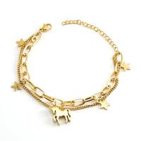 Stainless Steel Charm Bracelet, 304 Stainless Steel, with 1.97inch extender chain, 18K gold plated, Double Layer & fashion jewelry & for woman, golden, 12mm Approx 6.3 Inch 