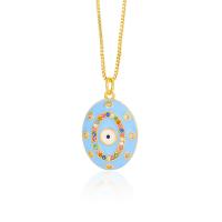 Evil Eye Jewelry Necklace, Brass, gold color plated, micro pave cubic zirconia & for woman & enamel Approx 18.9 