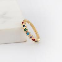Cubic Zirconia Micro Pave Brass Finger Ring, real gold plated, Adjustable & micro pave cubic zirconia & for woman 