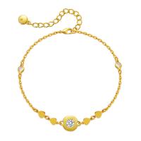 Cubic Zirconia Micro Pave Brass Bracelet, with 2.36inch extender chain, Heart, 18K gold plated, oval chain & micro pave cubic zirconia & for woman Approx 6.69 Inch 