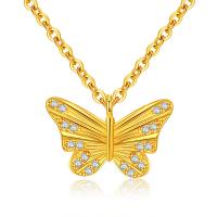 Cubic Zircon Micro Pave Brass Necklace, with 2.36inch extender chain, Butterfly, gold color plated, oval chain & micro pave cubic zirconia & for woman Approx 20.47 Inch 