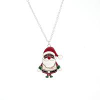 Рождественские украшения свитер ожерелье, цинковый сплав, Санта Клаус, плакирован золотом, Рождественский дизайн & Женский & эмаль, разноцветный, длина:Приблизительно 20.07 дюймовый, продается PC