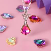 Crystal Jewelry Pendants, Imitated Crystal, Maple Leaf, plated, DIY 