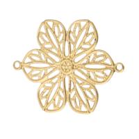 Filigree Brass Connector, Flower, plated, DIY & 1/1 loop & hollow Approx 0.5mm, Approx 