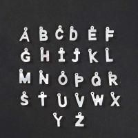 White Shell Pendants, Alphabet Letter, DIY white, 12mmx5-10mmx2mm 