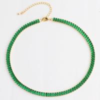 Cubic Zirconia Micro Pave Brass Bracelet, real gold plated & micro pave cubic zirconia & for woman, green 