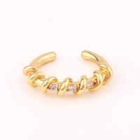 Cubic Zirconia Micro Pave Brass Finger Ring, real gold plated, Adjustable & micro pave cubic zirconia & for woman, gold 