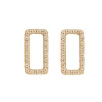 Cubic Zirconia Micro Pave Brass Earring, Rectangle, real gold plated, micro pave cubic zirconia & for woman 