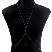 alliage de zinc Chain Chest, Placage de couleur platine, multicouche & pour femme & avec strass, 46cm,71cm, Vendu par PC